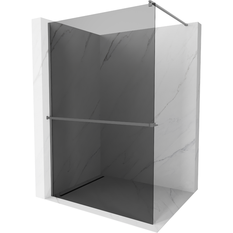 Mexen Kioto+ pereți de duș cu raft Walk-in 90 x 200 cm, grafit, gun metal - 800-090-121-95-40