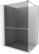 Mexen Kioto+ perete pentru duș cu raft Walk-in 90 x 200 cm, grafit, cupru periat - 800-090-121-65-40