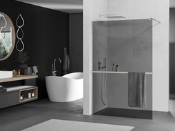 Mexen Kioto+ perete de duș cu raft Walk-in 80 x 200 cm, grafit, nichel periat - 800-080-121-97-40