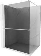 Mexen Kioto+ perete de duș cu shelf Walk-in 110 x 200 cm, grafit, nichel periat - 800-110-121-97-40
