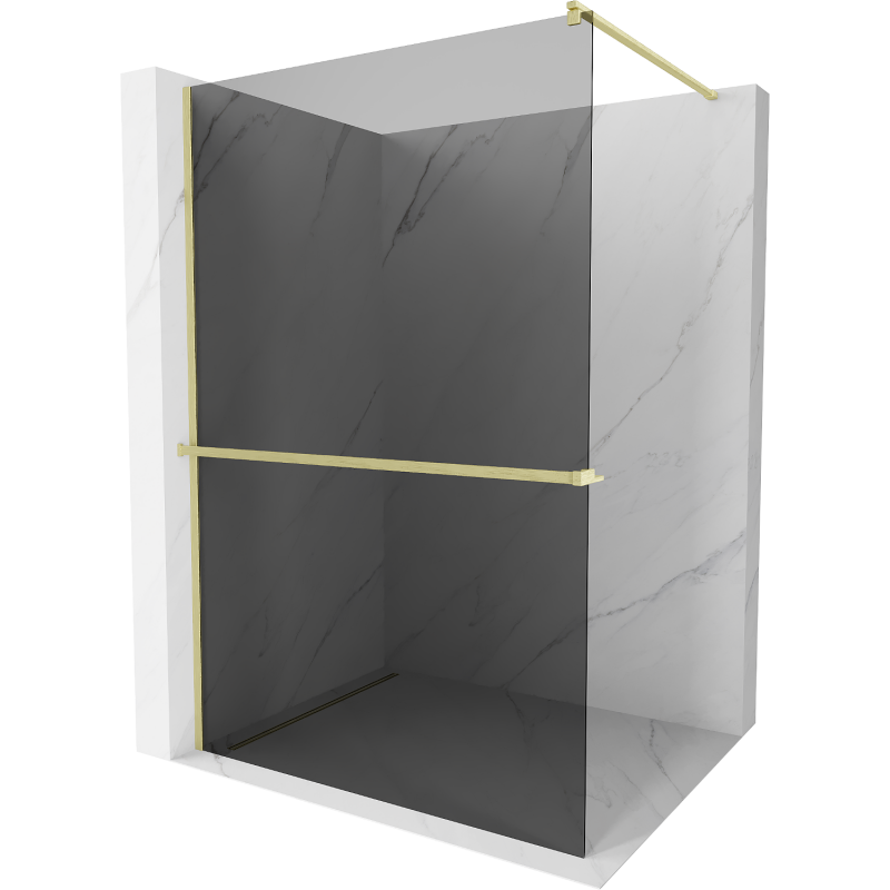 Mexen Kioto+ perete duș cu suport Walk-in 70 x 200 cm, grafit, finisaj aurit - 800-070-121-55-40