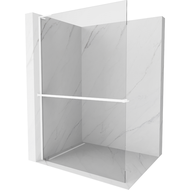 Mexen Kioto+ L Walk-in zuhanyfal polccal 55 x 200 cm, áttetsző, fehér - 800-055-123-20-00