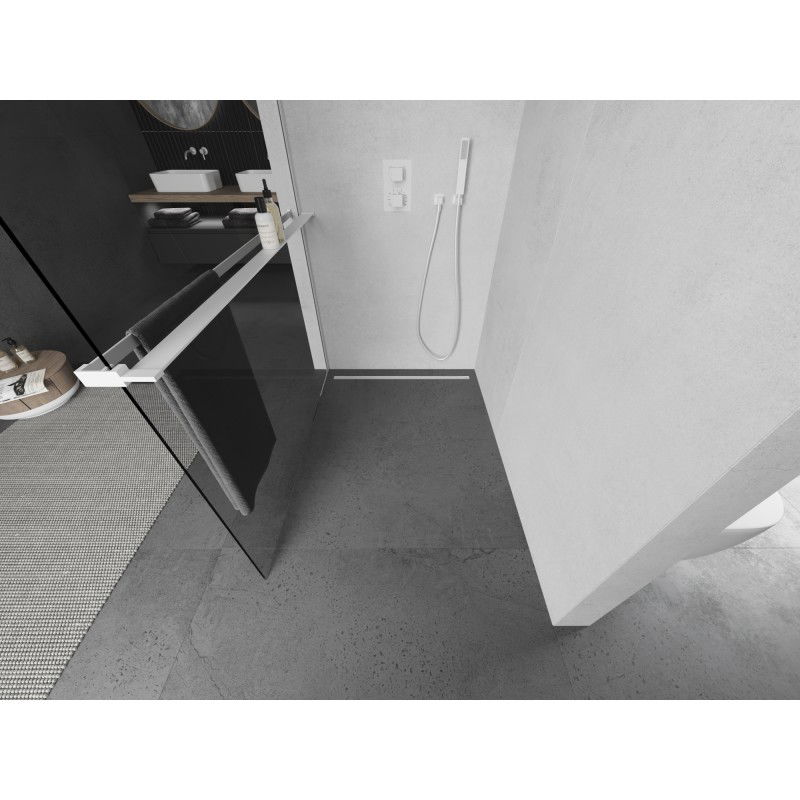 Mexen Kioto+ L zuhanyfal polccal Walk-in 70 x 200 cm, átlátszó, fehér - 800-070-123-20-00