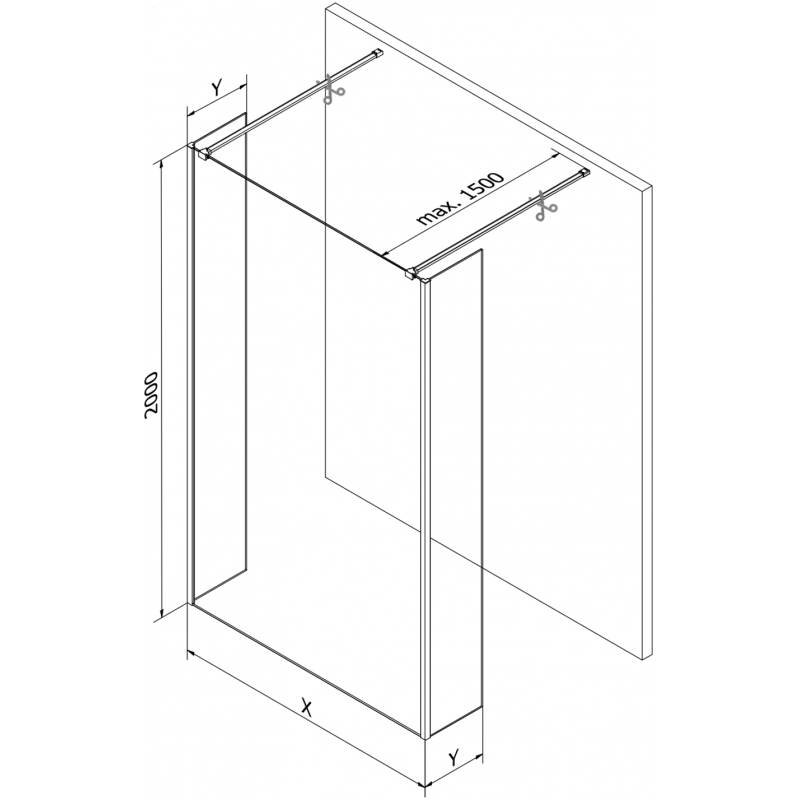 Mexen Kioto paravan de duș independent 160 x 30 x 30 cm, transparent, auriu periat - 800-160-030-222-55-00-030