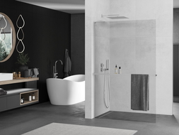 Mexen Kioto+ L perete de duș cu raft Walk-in 85 x 200 cm, transparent, crom - 800-085-123-01-00