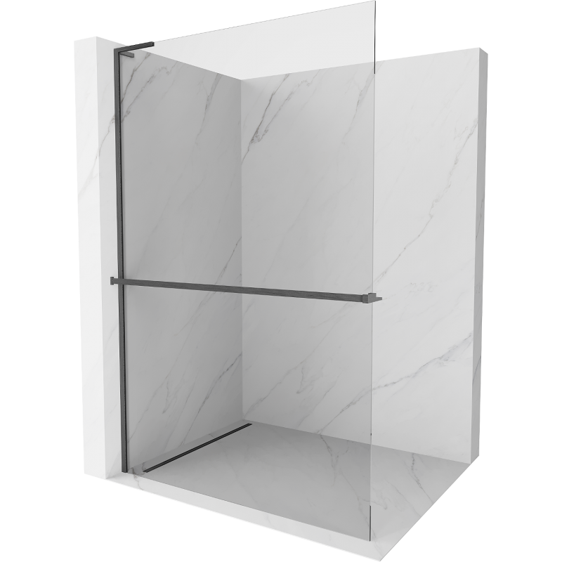 Mexen Kioto+ L perete de duș cu raft Walk-in 70 x 200 cm, transparent, gri armat periat - 800-070-123-66-00