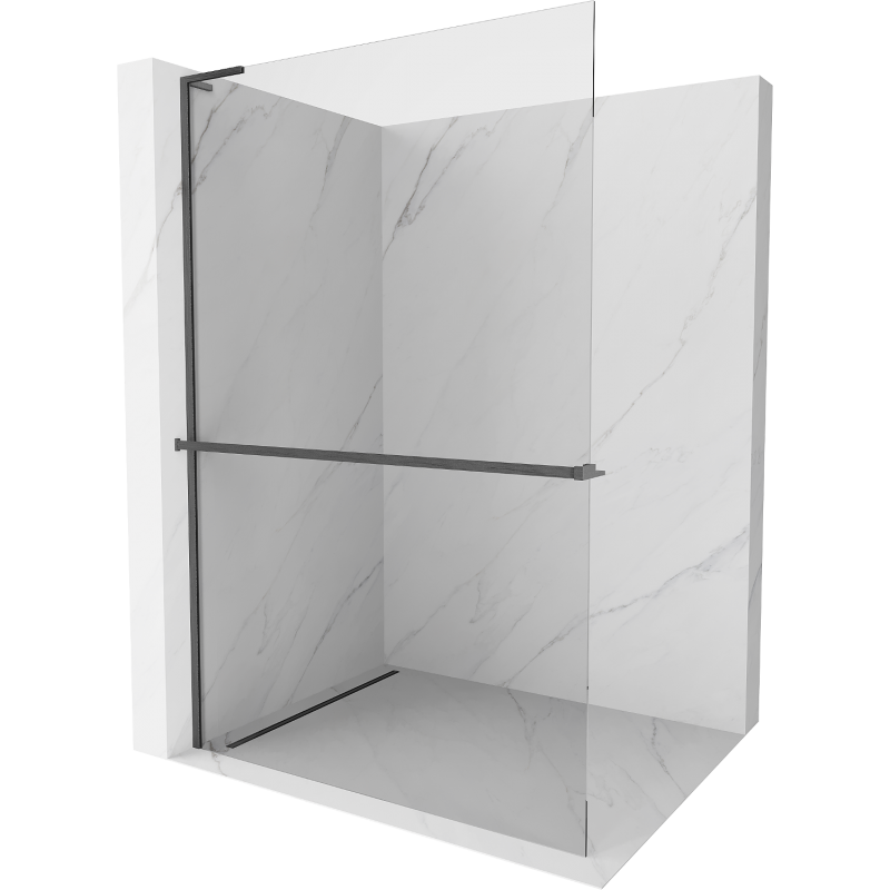 Mexen Kioto+ L panou de duș cu raft Walk-in 75 x 200 cm, transparent, gri pistol periat - 800-075-123-66-00