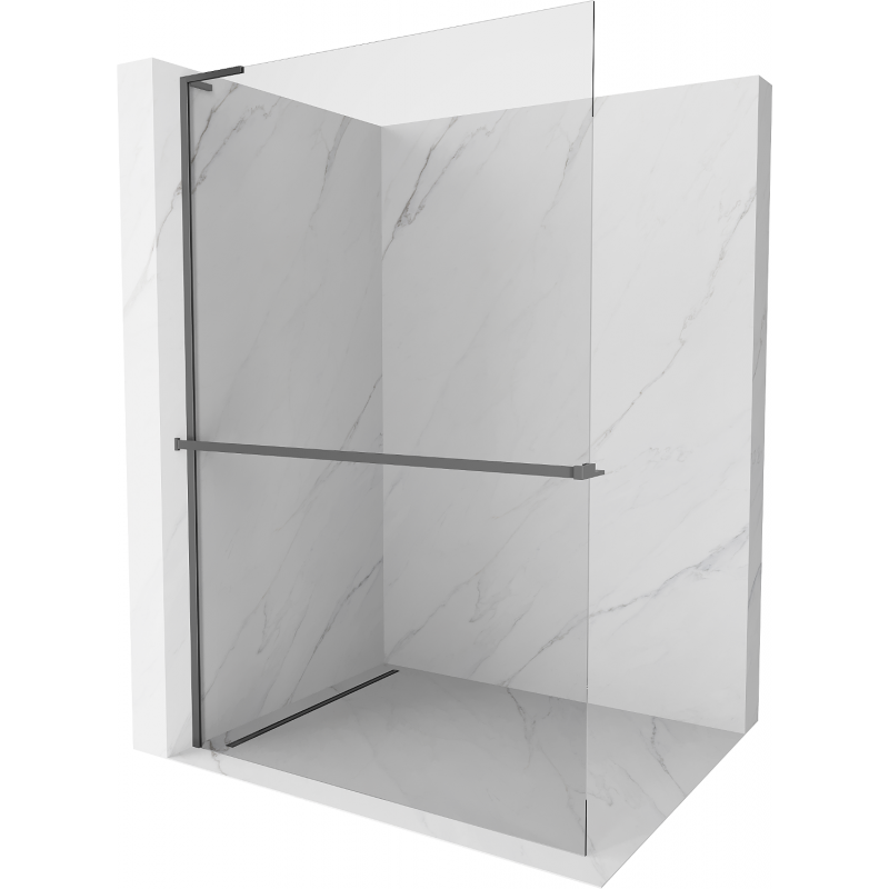 Mexen Kioto+ L zuhanyfal polccal Walk-in 90 x 200 cm, átlátszó, gun metal - 800-090-123-95-00