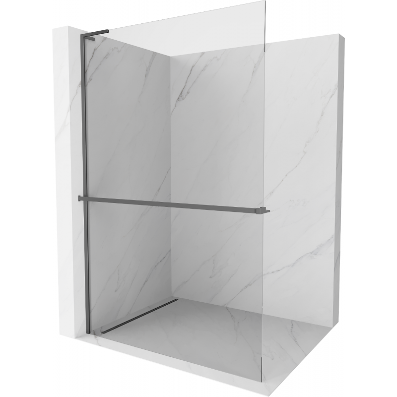 Mexen Kioto+ L perete de duș cu raft Walk-in 60 x 200 cm, transparent, gun metal - 800-060-123-95-00