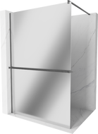 Mexen Kioto+ panou de duş Walk-in 100 x 200 cm, oglindă, gri întunecat periat - 800-100-121-66-50