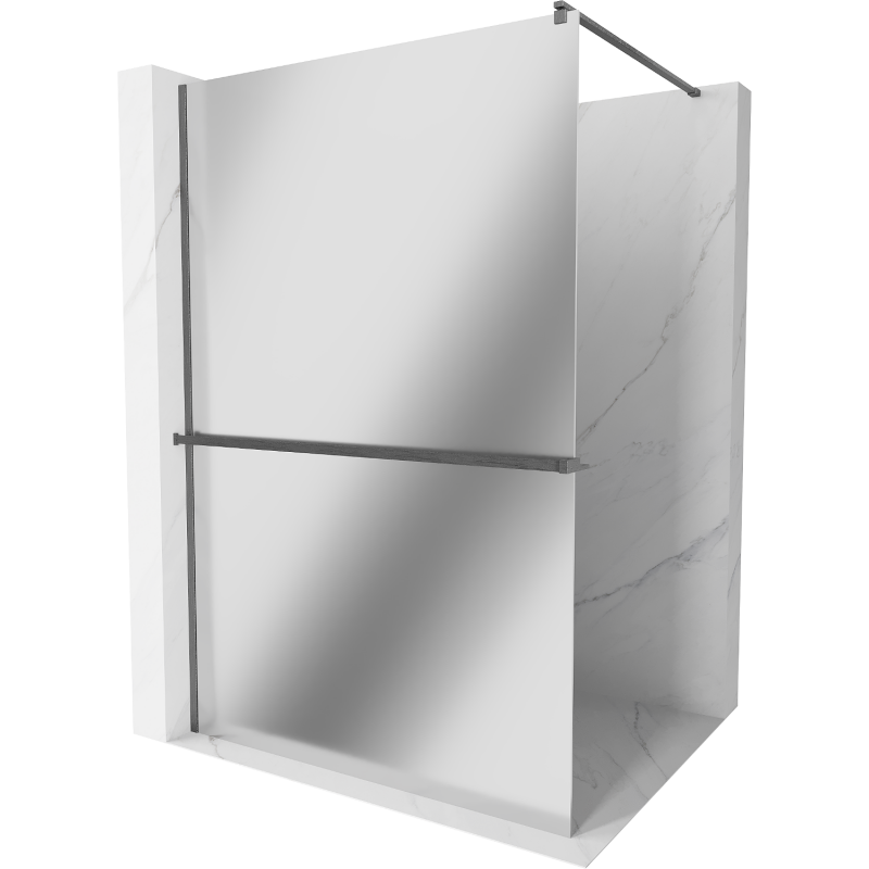 Mexen Kioto+ perete de duș cu raft Walk-in 130 x 200 cm, oglindă, gri pistol periat - 800-130-121-66-50