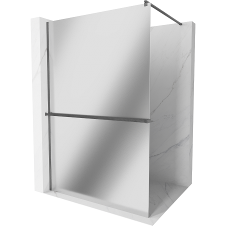 Mexen Kioto+ perete de duș cu raft Walk-in 130 x 200 cm, oglindă, gri pistol periat - 800-130-121-66-50