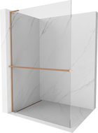 Mexen Kioto+ L perete de duș cu raft Walk-in 75 x 200 cm, transparent, cupru periat - 800-075-123-65-00