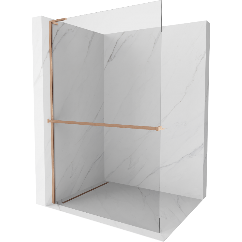 Mexen Kioto+ L perete de duș cu raft Walk-in 95 x 200 cm, transparent, cupru periat - 800-095-123-65-00