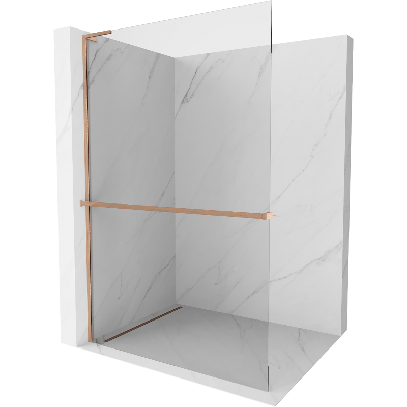 Mexen Kioto+ L panou de duș cu suport Walk-in 100 x 200 cm, transparent, cupru periat - 800-100-123-65-00