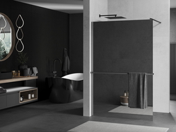 Mexen Kioto+ perete de duș cu suport Walk-in 140 x 200 cm, oglindă, gun metal - 800-140-121-95-50