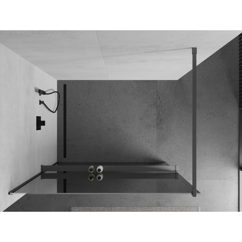 Mexen Kioto+ perete de duș cu raft Walk-in 140 x 200 cm, oglindă, finisaj metalic - 800-140-121-95-50