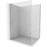 Mexen Kioto+ L Walk-in zuhanyfal polccal 75 x 200 cm, áttetsző, kefélt nikkel - 800-075-123-97-00