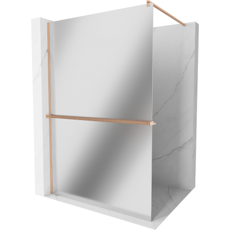 Mexen Kioto+ Walk-in zuhanyfal polccal 80 x 200 cm, tükör, fényes réz - 800-080-121-65-50