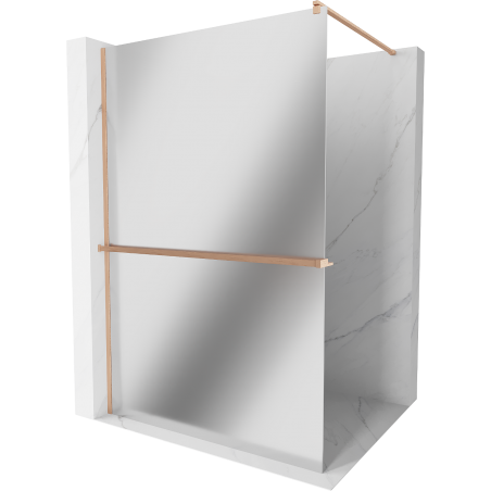 Mexen Kioto+ perete de duș cu suport Walk-in 90 x 200 cm, oglindă, cupru periat - 800-090-121-65-50