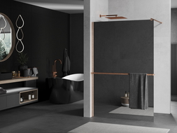 Mexen Kioto+ Walk-in zuhanyfal 120 x 200 cm, tükör, drótt sötétített - 800-120-121-65-50