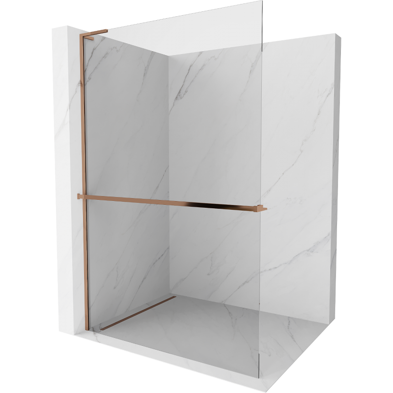 Mexen Kioto+ L perete de duș cu suport Walk-in 100 x 200 cm, transparent, aur roz - 800-100-123-60-00