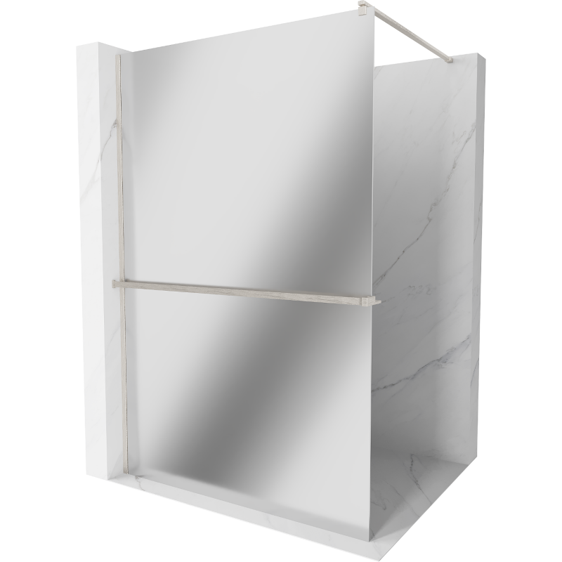 Mexen Kioto+ perete de duș cu raft Walk-in 80 x 200 cm, oglindă, nichel periat - 800-080-121-97-50