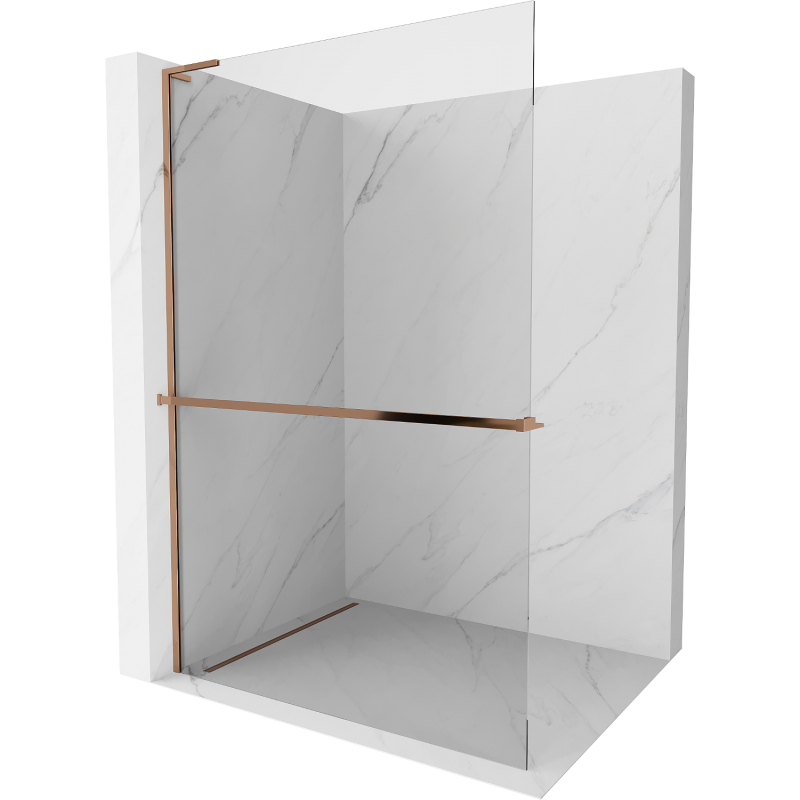 Mexen Kioto+ L partitionă de duș cu raft Walk-in 50 x 200 cm, transparent, aur roz - 800-050-123-60-00
