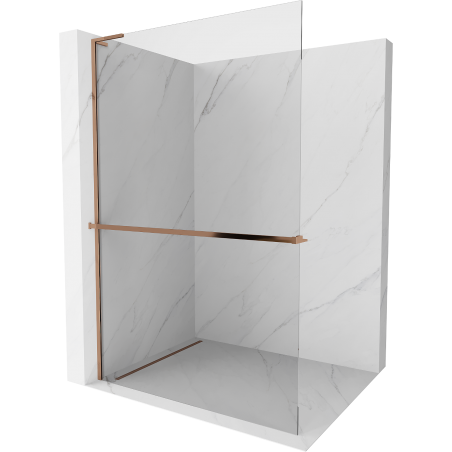 Mexen Kioto+ L partitionă de duș cu raft Walk-in 50 x 200 cm, transparent, aur roz - 800-050-123-60-00