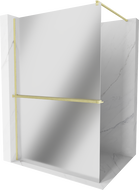 Mexen Kioto+ perete de duș cu raft Walk-in 90 x 200 cm, oglindă, aur periat - 800-090-121-55-50