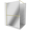 Mexen Kioto+ perete de dus cu suport Walk-in 100 x 200 cm, oglindă, finisaj auriu periat - 800-100-121-55-50