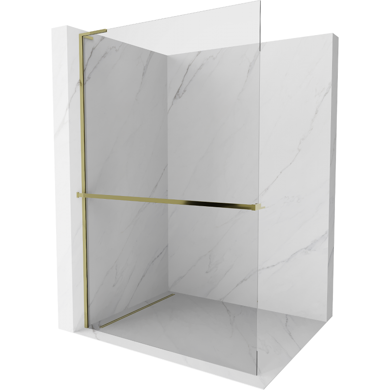 Mexen Kioto+ L Walk-in zuhanyfal polccal 100 x 200 cm, átlátszó, arany - 800-100-123-50-00