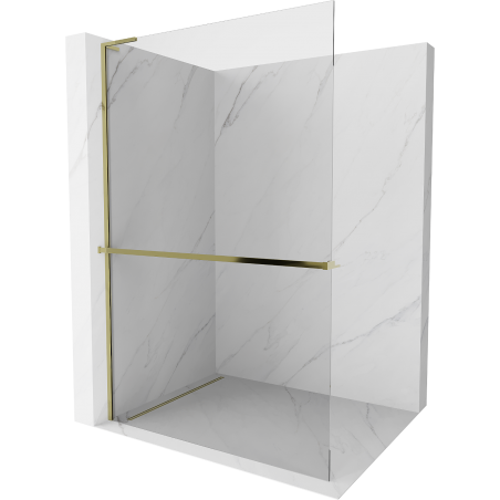 Mexen Kioto+ L Walk-in zuhanyfal polccal 100 x 200 cm, átlátszó, arany - 800-100-123-50-00