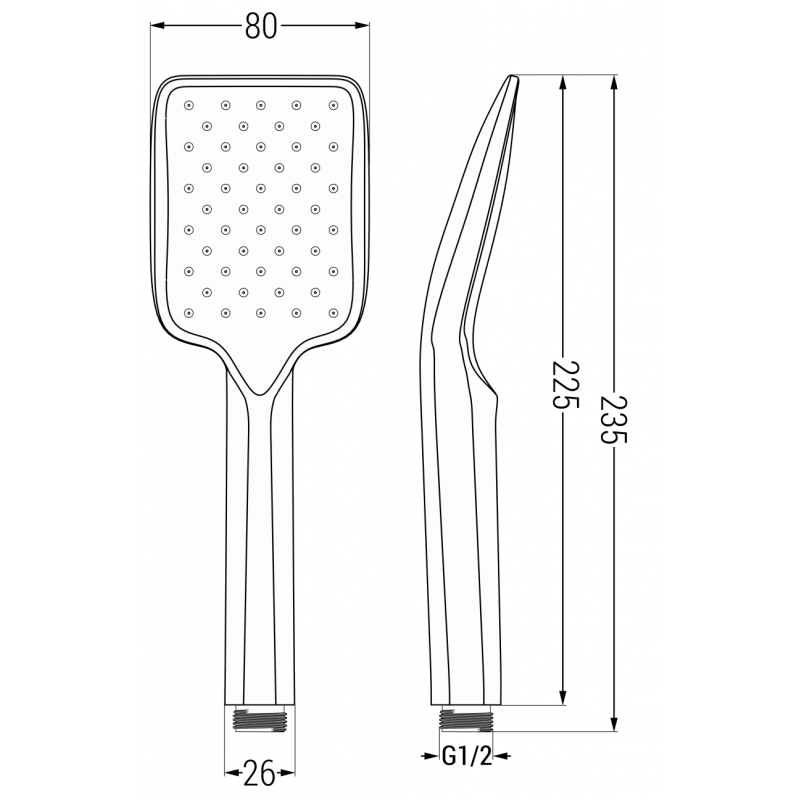 Mexen R-62 pătrat de duș cu 1 funcție, negru - 79562-70