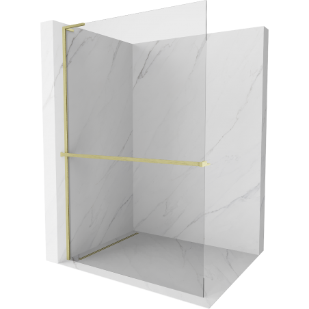 Mexen Kioto+ L perete de duș cu raft Walk-in 85 x 200 cm, transparent, aurie mat - 800-085-123-55-00