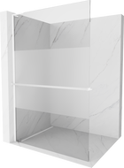 Mexen Kioto+ L zuhanyfal polccal Walk-in 100 x 200 cm, átlátszó/deres, fehér - 800-100-123-20-35