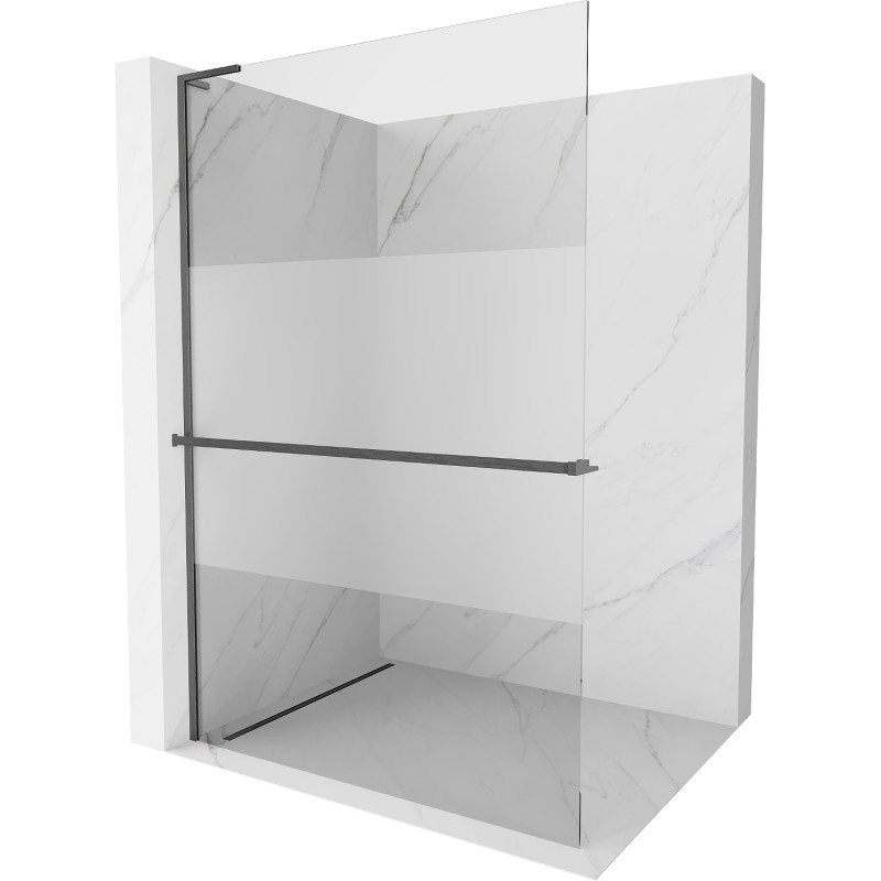 Mexen Kioto+ L zuhanyfal polccal Walk-in 70 x 200 cm, átlátszó/matt, kefélt pisztolyszürke - 800-070-123-66-35