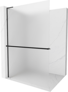 Mexen Kioto+ L panou de duș cu shelf Walk-in 100 x 200 cm, sablat, negru - 800-100-123-70-30