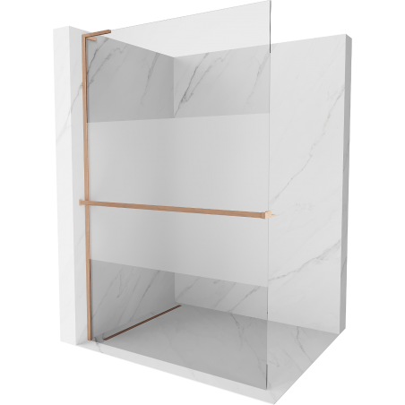 Mexen Kioto+ L perete de duș cu raft Walk-in 90 x 200 cm, transparent/mat, cupru periat - 800-090-123-65-35