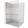 Mexen Kioto+ L perete pentru duş cu raft Walk-in 100 x 200 cm, transparent/mat, cupru lustruit - 800-100-123-65-35