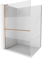 Mexen Kioto+ L perete pentru duş cu raft Walk-in 100 x 200 cm, transparent/mat, cupru lustruit - 800-100-123-65-35
