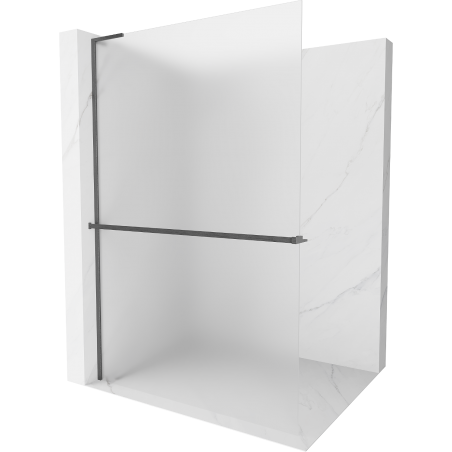 Mexen Kioto+ L perete de duș cu raft Walk-in 120 x 200 cm, mat, gri armat periat - 800-120-123-66-30