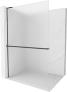 Mexen Kioto+ L panou de duș cu raft Walk-in 80 x 200 cm, fumurie, gri metalizat periat - 800-080-123-66-30