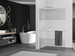 Mexen Kioto+ L paravan de duş cu raft Walk-in 70 x 200 cm, transparent/mat, nichel periat - 800-070-123-97-35