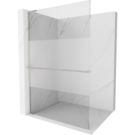 Mexen Kioto+ L Walk-in zuhanyfal polccal 90 x 200 cm, átlátszó/fagyott, kefélt nikkel - 800-090-123-97-35
