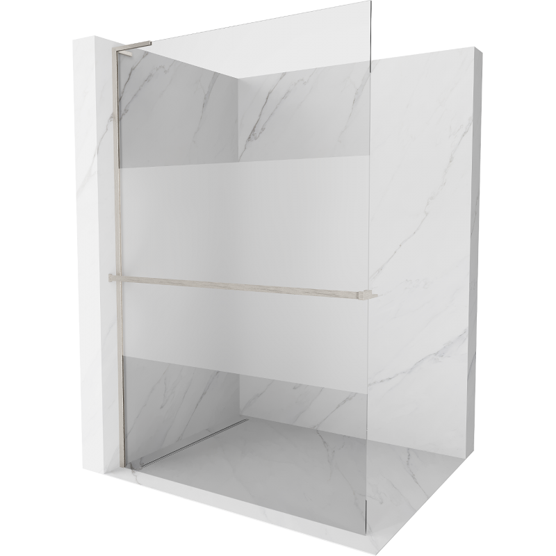 Mexen Kioto+ L perete de duș cu raft Walk-in 120 x 200 cm, transparent/mat, nichel periat - 800-120-123-97-35