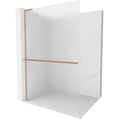 Mexen Kioto+ L panou de duș cu raft Walk-in 110 x 200 cm, înghețat, cupru periat - 800-110-123-65-30