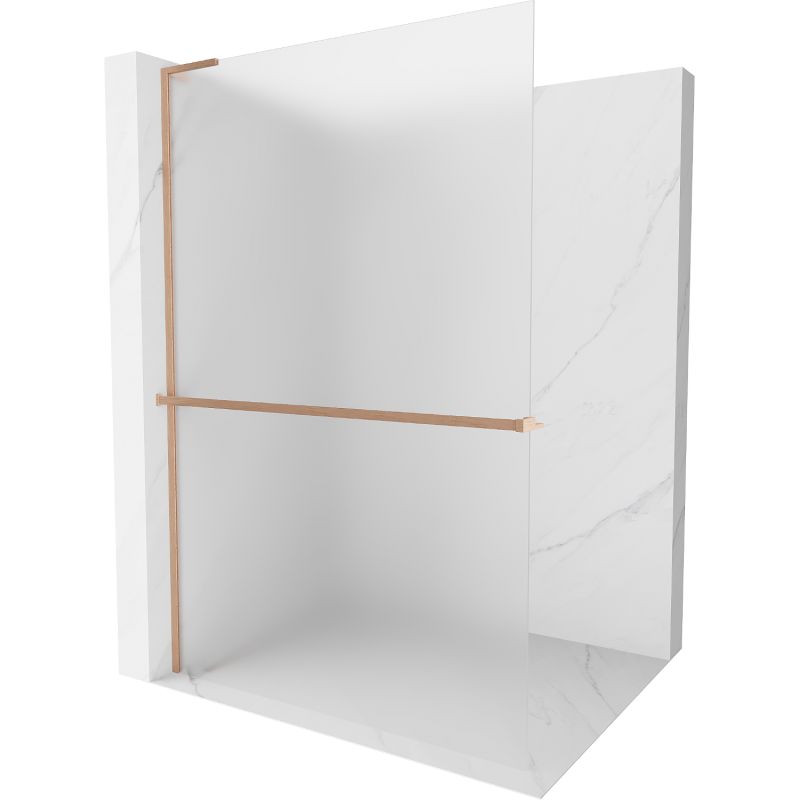 Mexen Kioto+ L zuhanyfal polccal Walk-in 90 x 200 cm, zúzmara, matt réz - 800-090-123-65-30