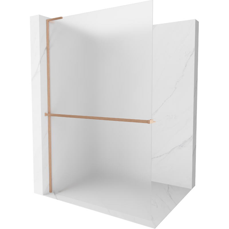 Mexen Kioto+ L peretele de duș cu suport Walk-in 80 x 200 cm, cristal mat, cupru periat - 800-080-123-65-30