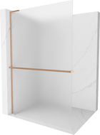 Mexen Kioto+ L panou de duș cu suport Walk-in 70 x 200 cm, sticlă mată, cupru periat - 800-070-123-65-30